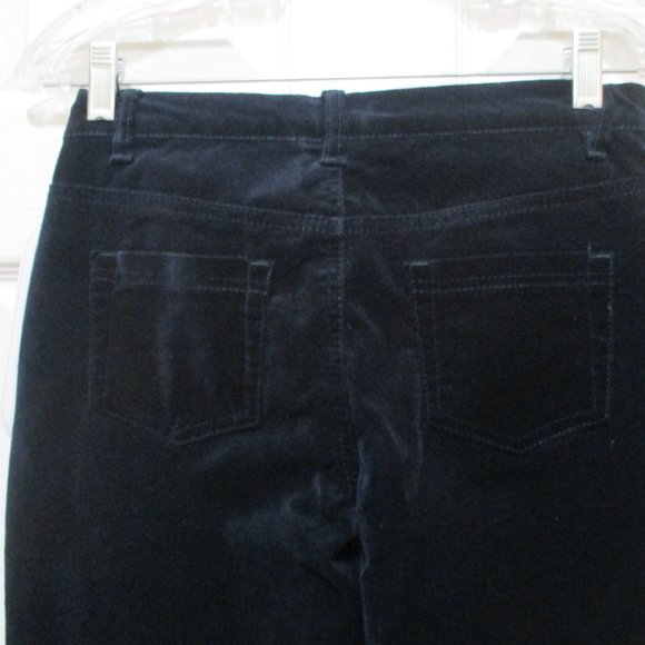 Stretch Velvet Pants sz 2 Petite Dark Blue Straight Leg 5 Pocket - Picture 6 of 9